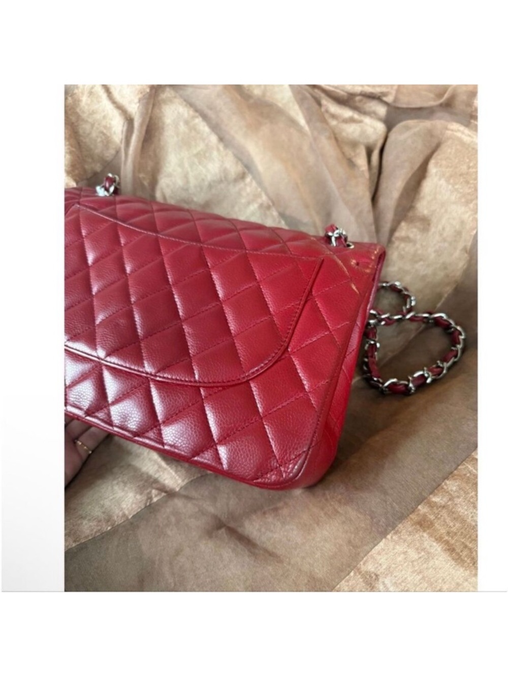 CHANEL Quilted Double Flap Shoulder Bag in Burgundy Red with Silver Hardware - Picture 6 of 13